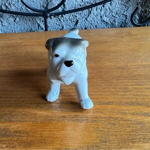 Ceramic Bulldog Figurine with Black Collar 2.75” Tall